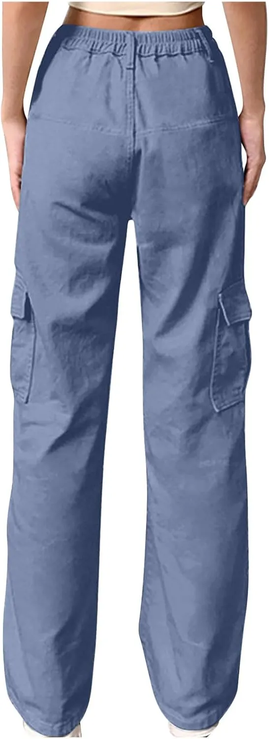 Wide Leg Cargo Sweatpants for Women Baggy Jogging Pants Soft Comfortable Pants Y2K Trendy Pants Outdoor with Pockets