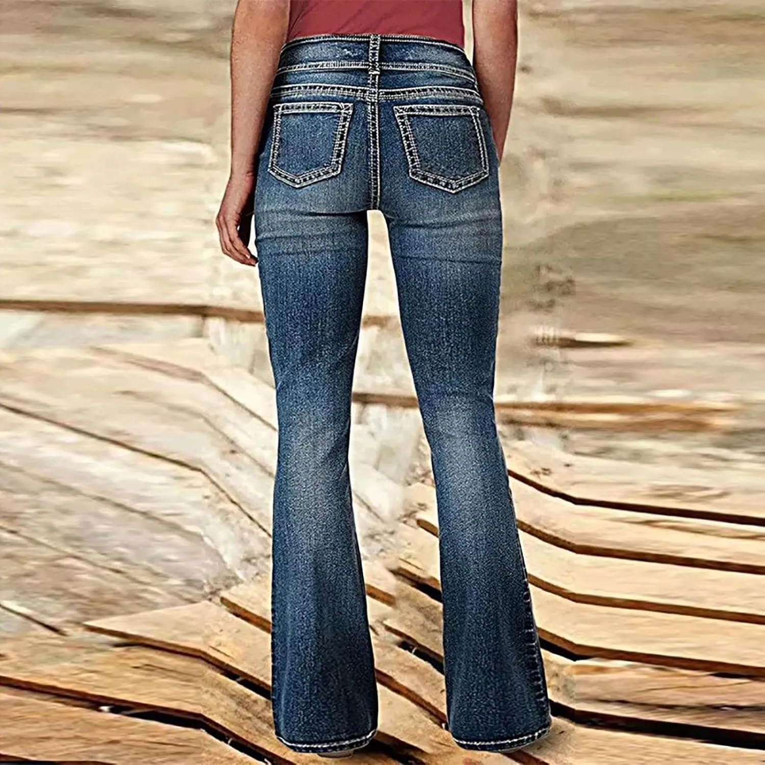 Wide Leg Jeans Woman Low Waisted Buttons Flare Denim Pants Street Distressed Bell Bottom Jeans Trendy Retro Jeans