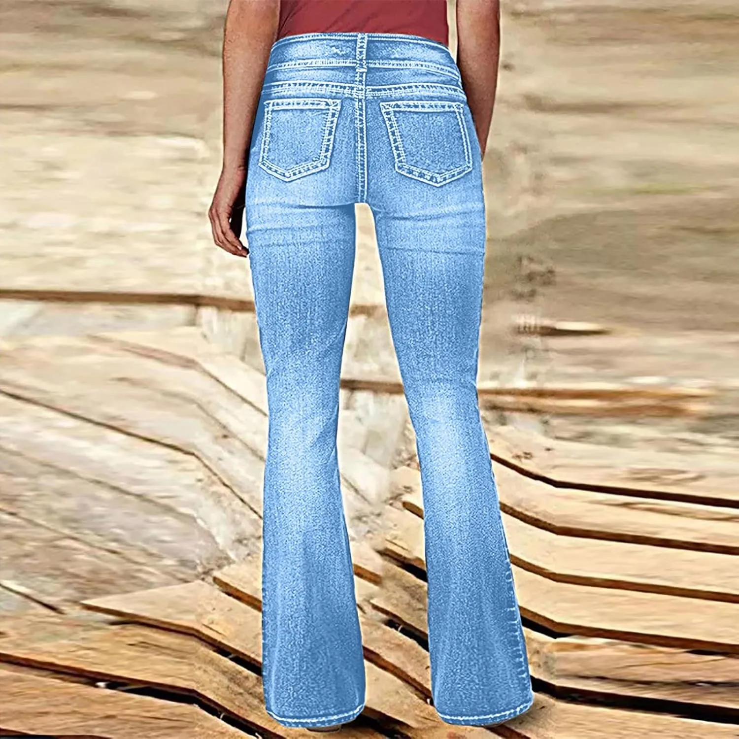 Wide Leg Jeans Woman Low Waisted Buttons Flare Denim Pants Street Distressed Bell Bottom Jeans Trendy Retro Jeans