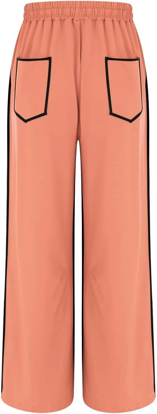 Wide Leg Sweatpants for Women Drawstring Elastic Waisted Pants Loose Lounge Pants with Pockets Baggy Workout Pants