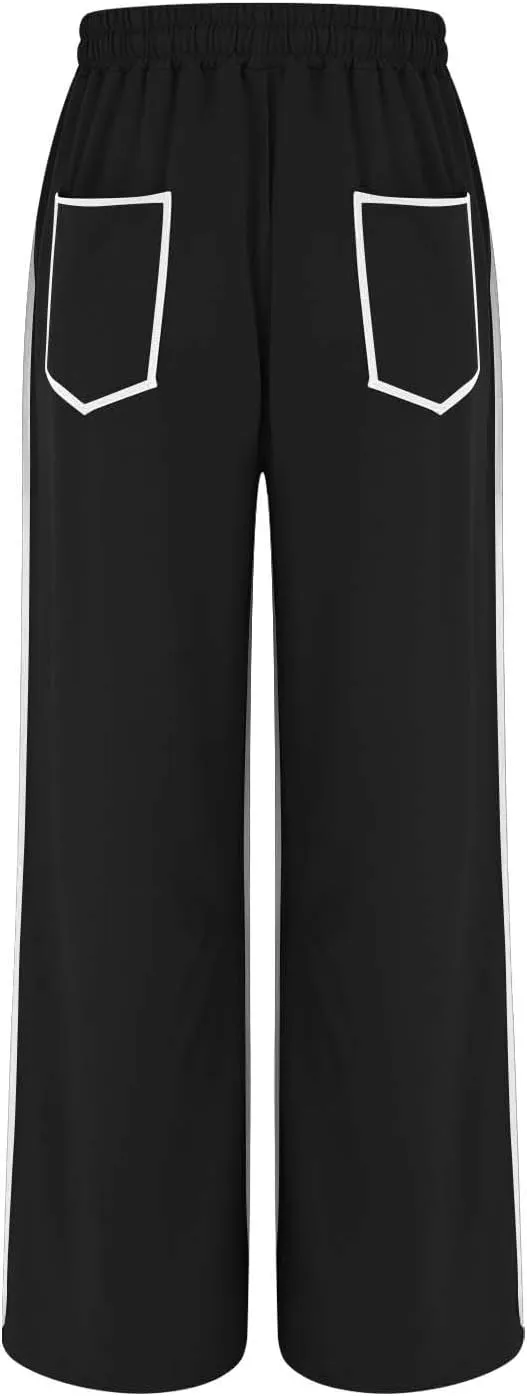 Wide Leg Sweatpants for Women Drawstring Elastic Waisted Pants Loose Lounge Pants with Pockets Baggy Workout Pants