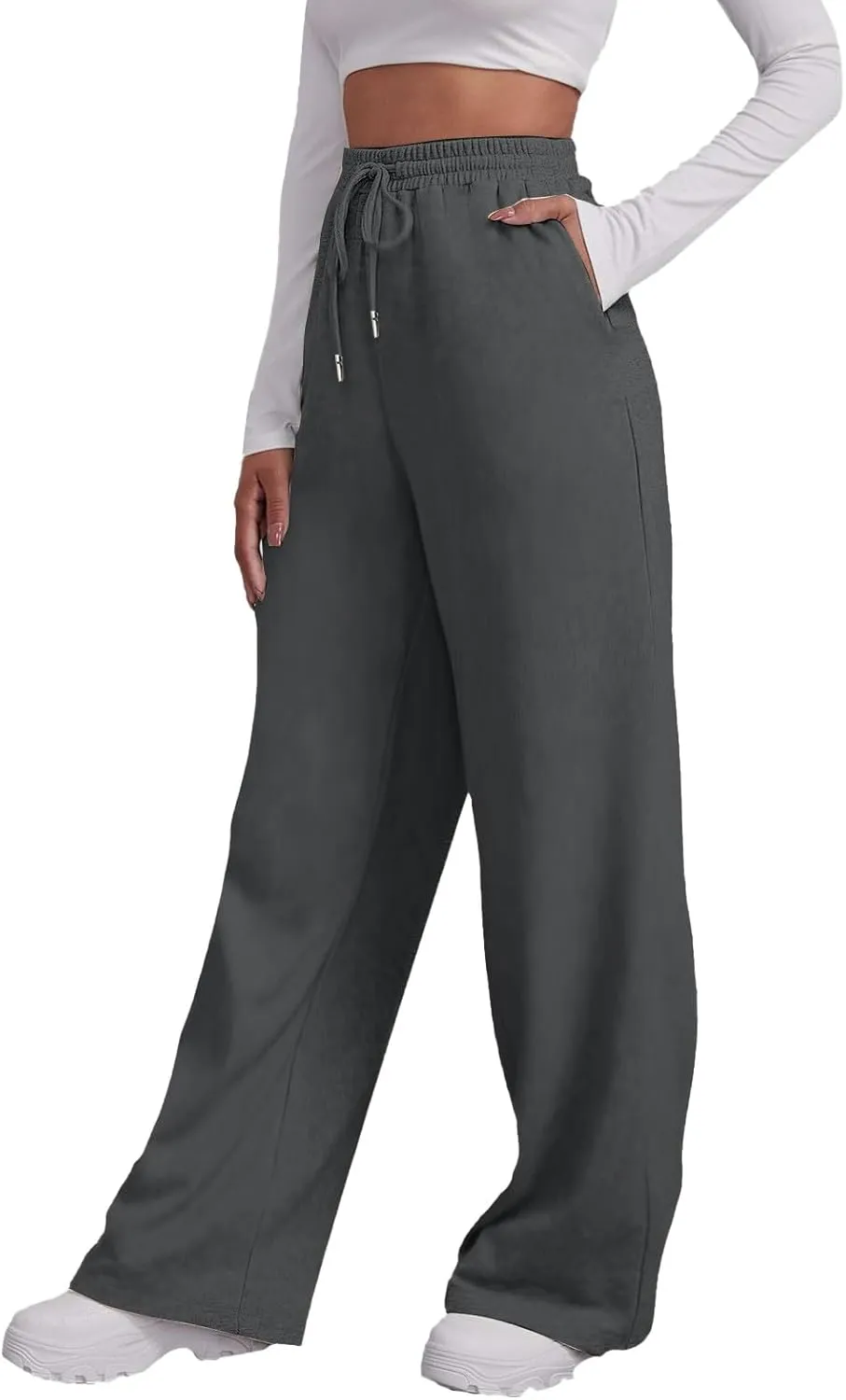 Wide Leg Sweatpants Women 2024 High Waist Casual Joggers with Pockets Loose Lightweight Soft Comfy Straight Yoga Sweat Pants