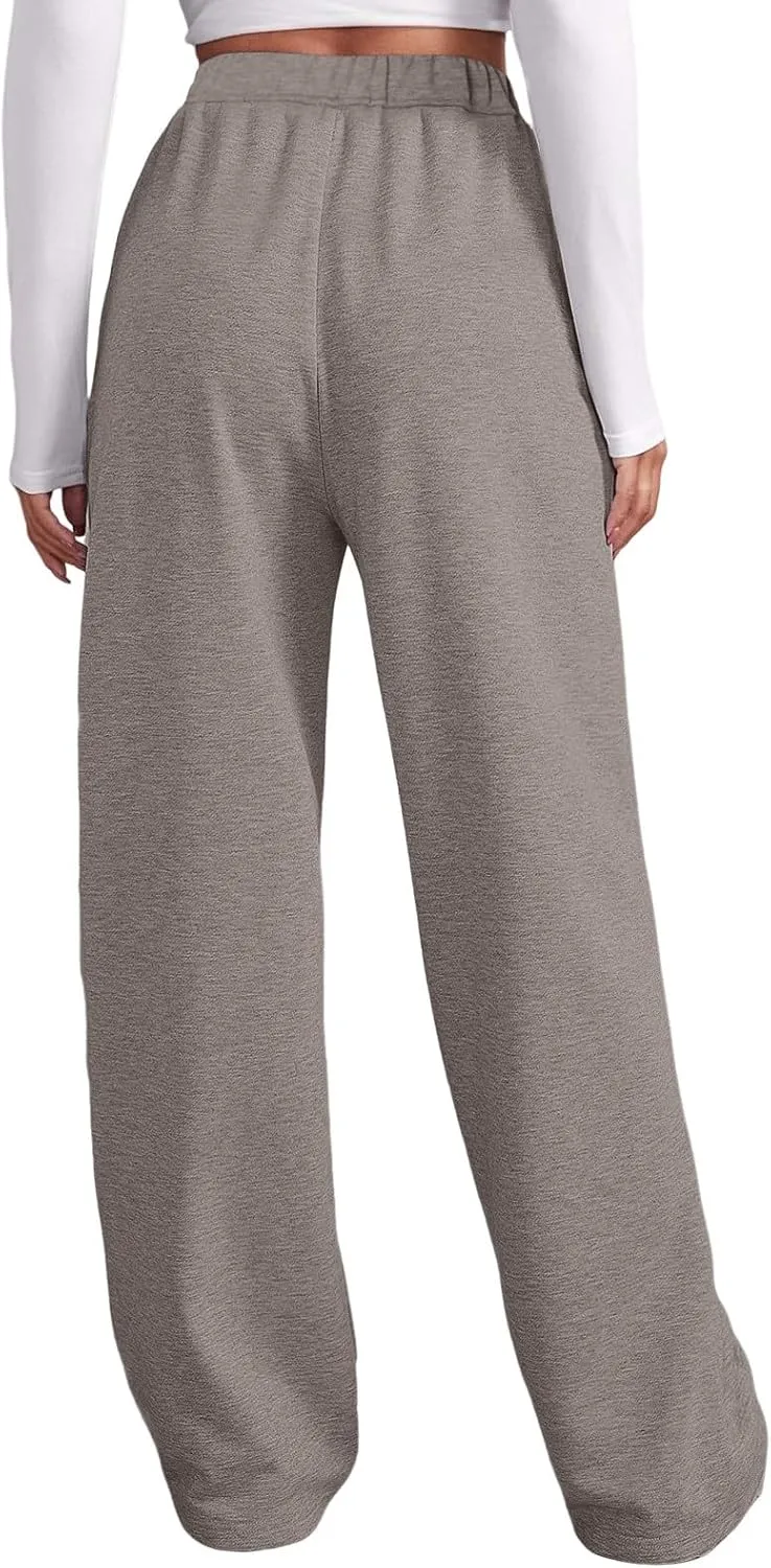 Wide Leg Sweatpants Women Fleece Lined Sweatpants Fleece Lined High Waist Baggy Lounge Pants Athletic Joggers