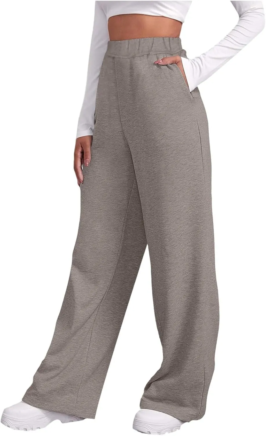 Wide Leg Sweatpants Women Fleece Lined Sweatpants Fleece Lined High Waist Baggy Lounge Pants Athletic Joggers