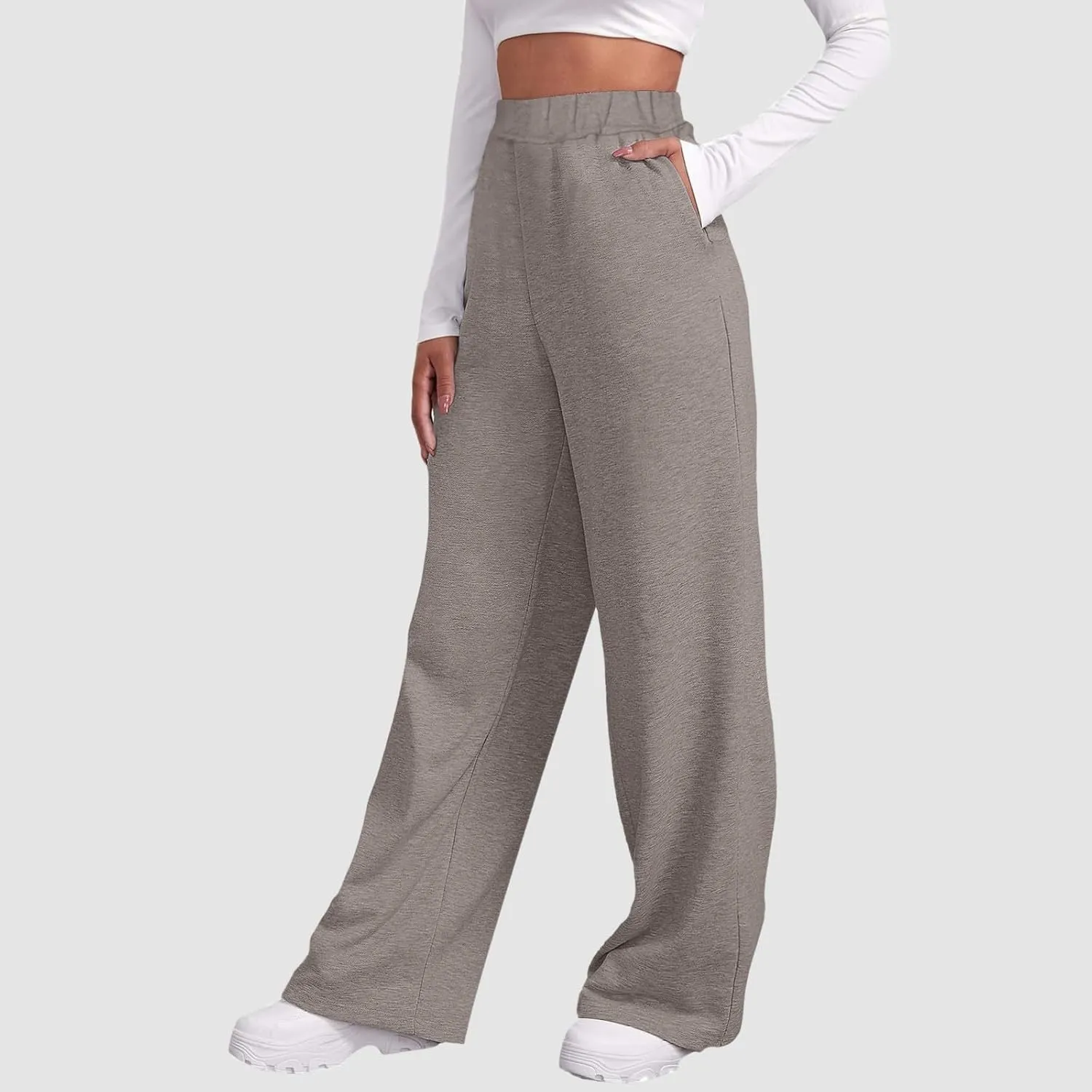 Wide Leg Sweatpants Women Fleece Lined Sweatpants Fleece Lined High Waist Baggy Lounge Pants Athletic Joggers