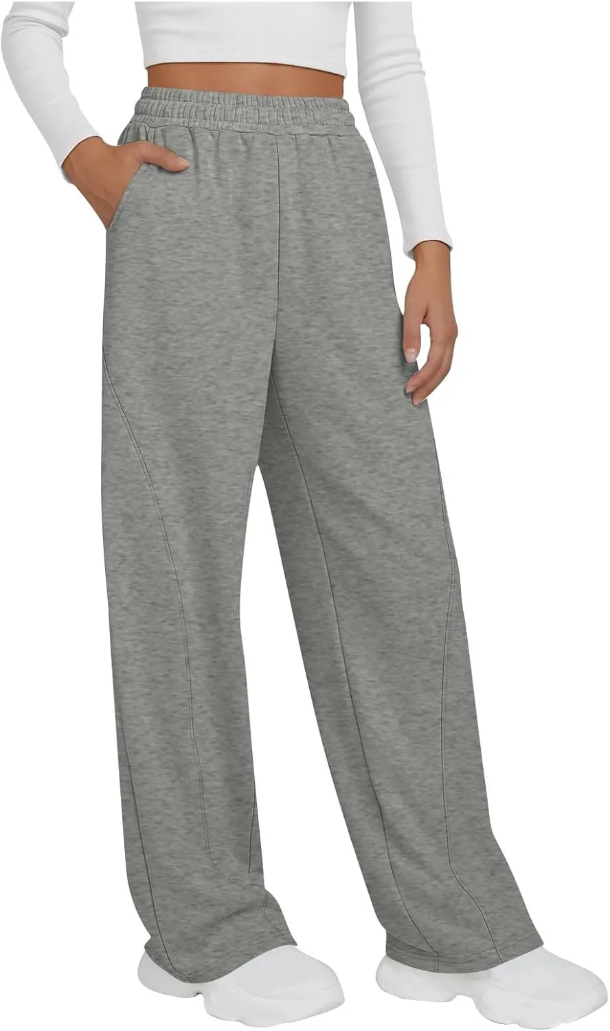 Wide Leg Sweatpants Women Loose Pants Winter Casual Comfortable Pants Drawstring Sweatpant wiht Pockets for Outdoor