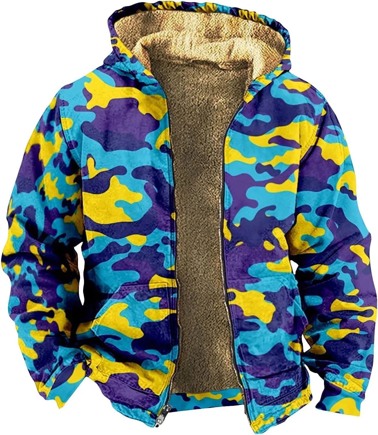 Winter Jackets for Men Fleece Sherpa Lined Warm Jacket Hoodie Heavyweight Sweatshirt Coat Zip Up Sweatshirt with Pockets