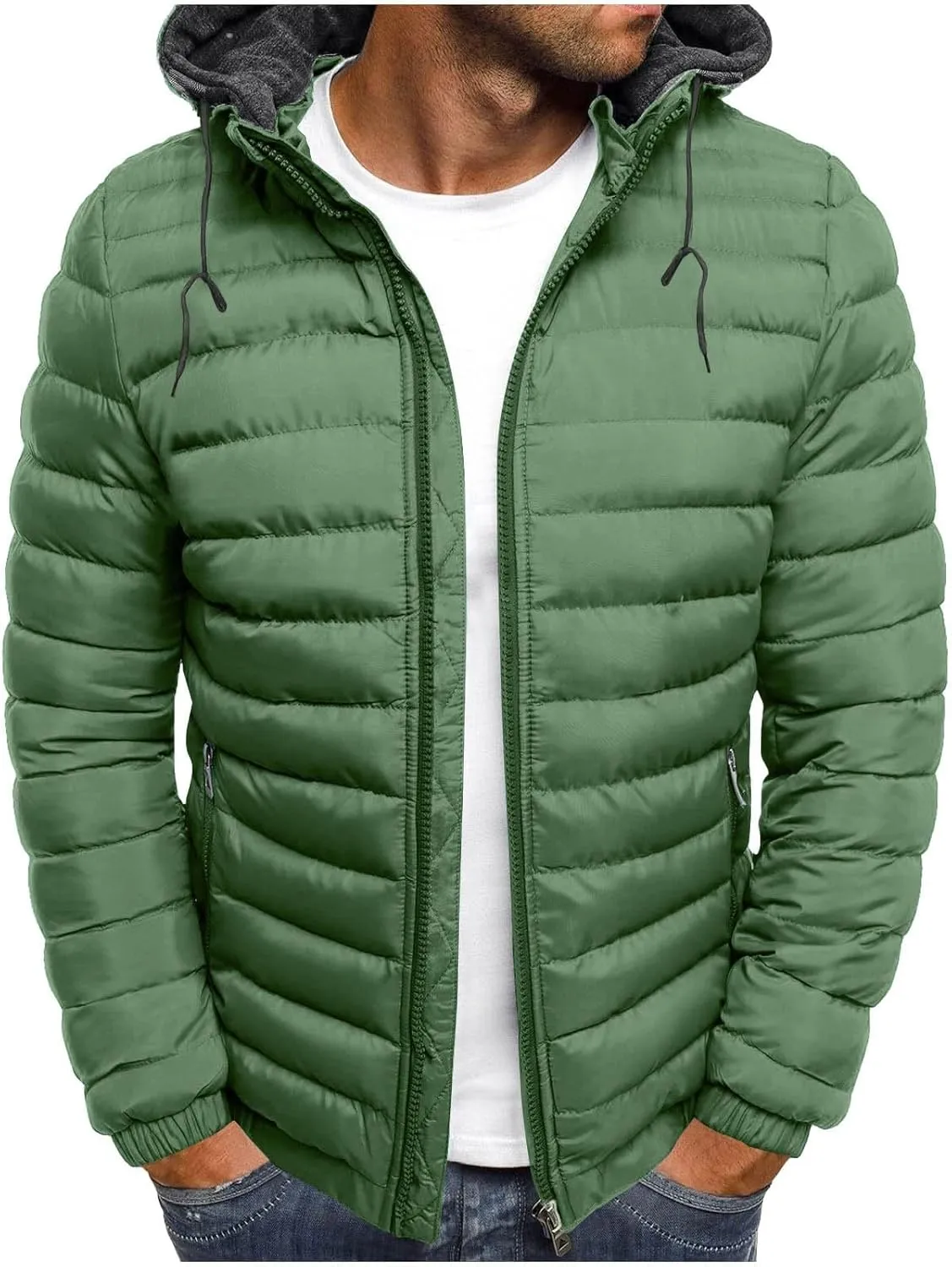 Winter Jackets for Men Lightweight Puffer Jacket Zip up Padded Coat Packable Down Jacket Quilted Insulated Jacket