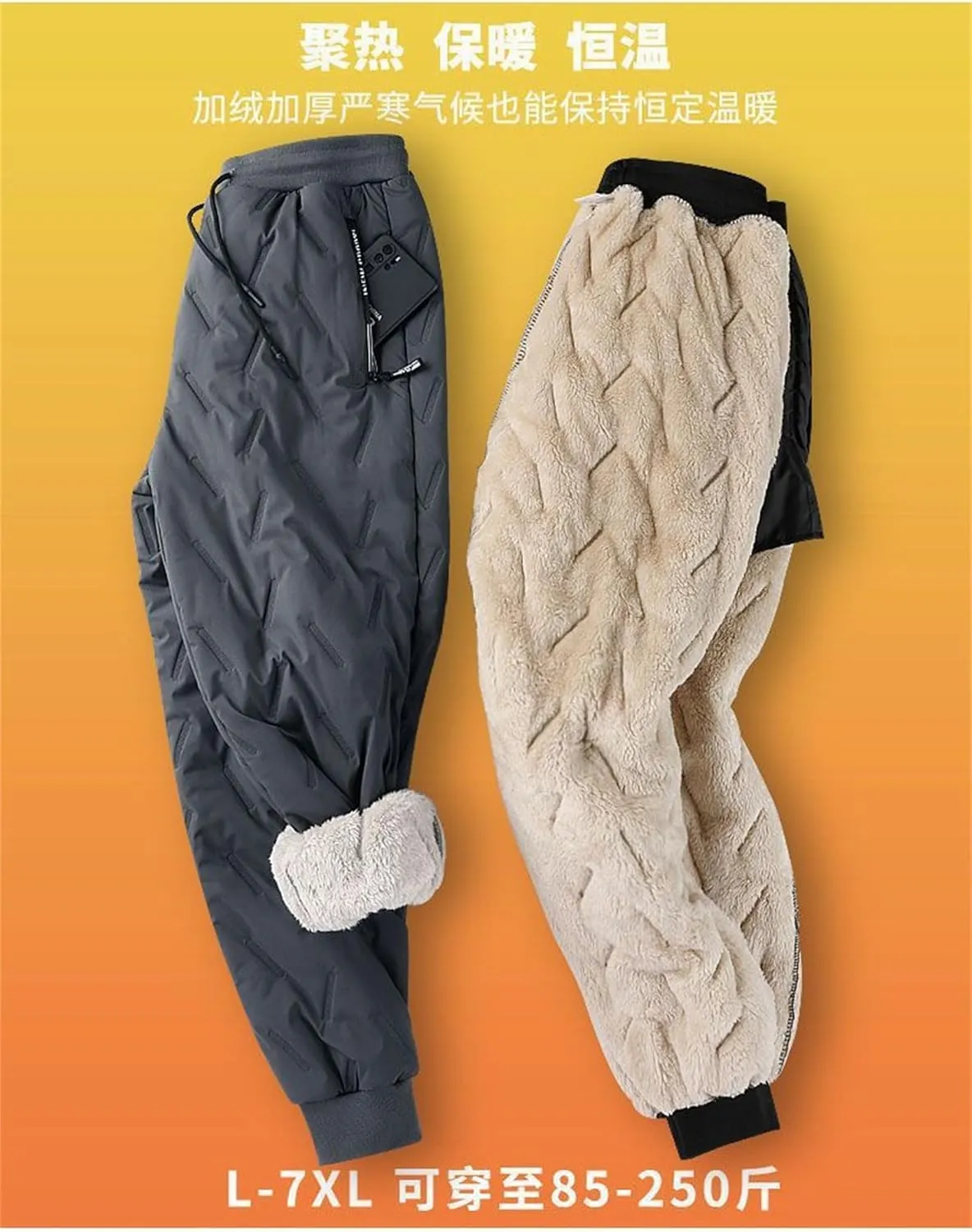 Winter Pants for Men Fleece Lined Sweatpants Tall Heavyweight Thermal Sherpa Joggers Mens Warm Pant Active Track Pants