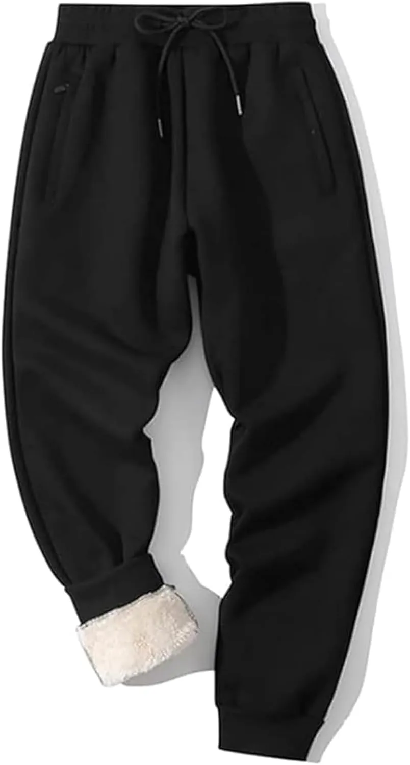 Winter Pants for Men Fleece Lined Sweatpants Tall Heavyweight Thermal Sherpa Lined Joggers Mens Warm Pant with Pockets