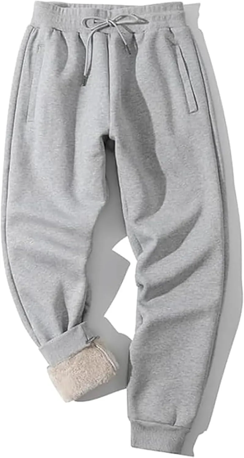 Winter Pants for Men Fleece Lined Sweatpants Tall Heavyweight Thermal Sherpa Lined Joggers Mens Warm Pant with Pockets
