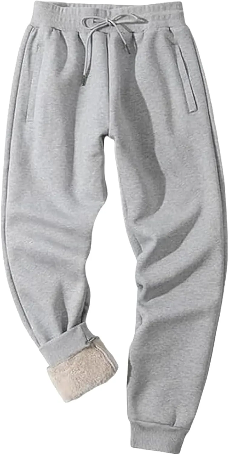Winter Pants for Men Fleece Lined Sweatpants Tall Heavyweight Thermal Sherpa Lined Joggers Mens Warm Pant with Pockets