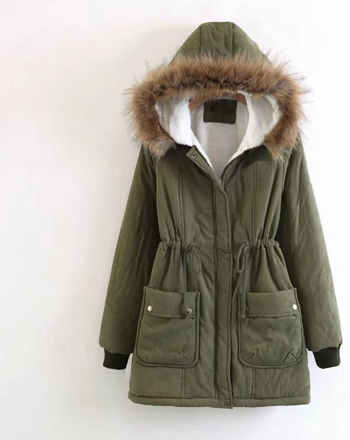 Winter Parka Coat for Women Winter Thicken Puffer Coat Warm Jacket with Faux Fur Removable Hood Warm Cashmere Outerwear