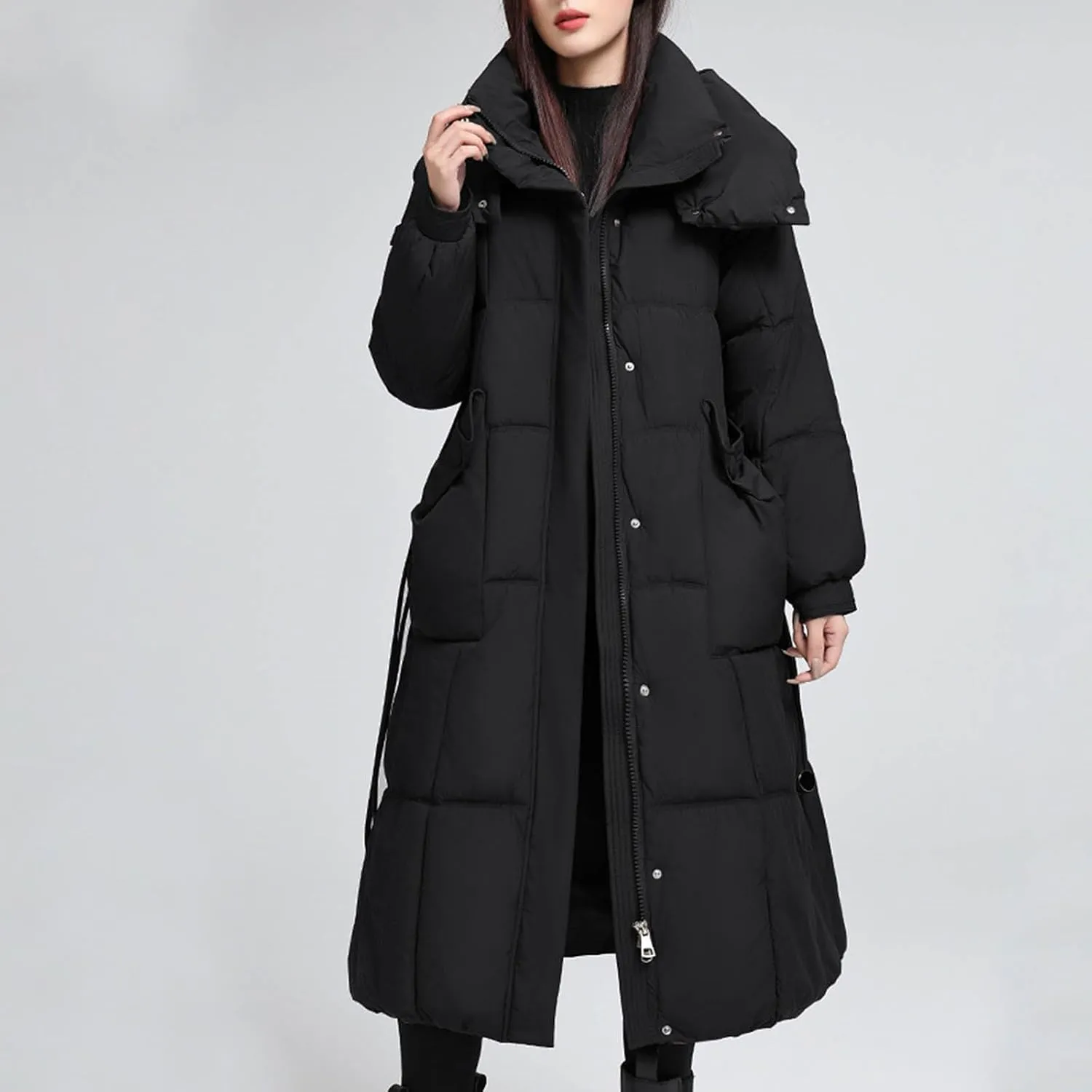 Winter Puffer Jacket for Women Solid Color Loose Thicken and Warm Down Coat Winter Long Puffer Jackets Baggy Outwear