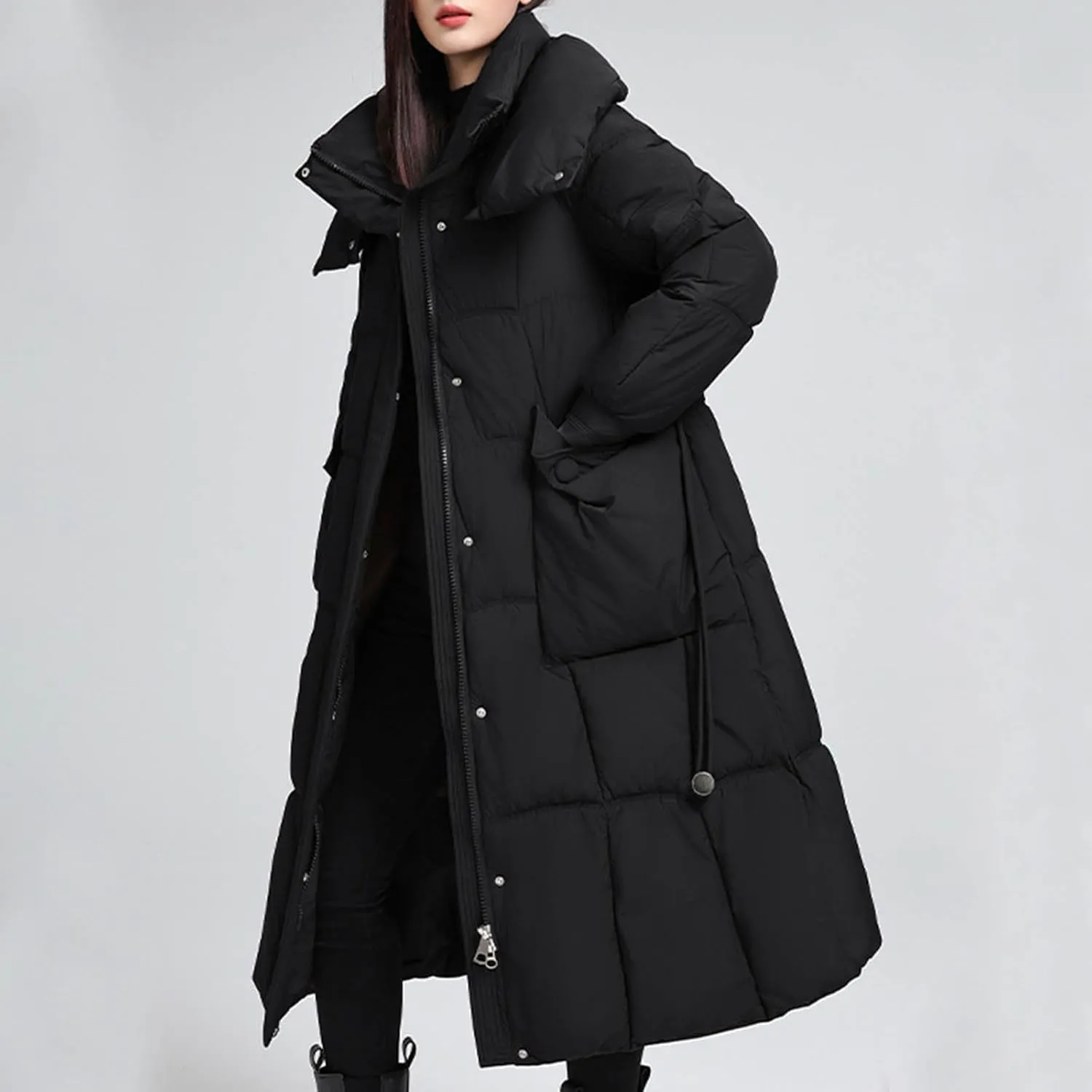 Winter Puffer Jacket for Women Solid Color Loose Thicken and Warm Down Coat Winter Long Puffer Jackets Baggy Outwear