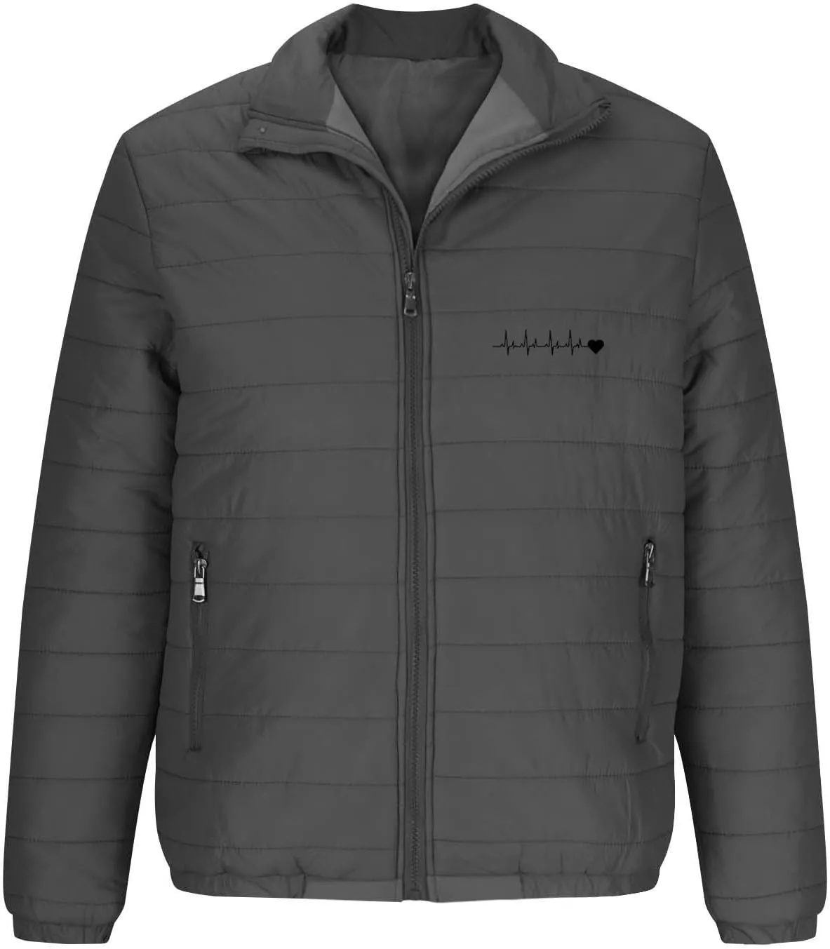 Winter Puffer Jackets for Men Lightweight Full Zip Warm Quilted Jacket Packable Down Jacket Stand Collar Coat Outwear