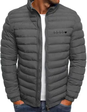 Winter Puffer Jackets for Men Lightweight Full Zip Warm Quilted Jacket Packable Down Jacket Stand Collar Coat Outwear