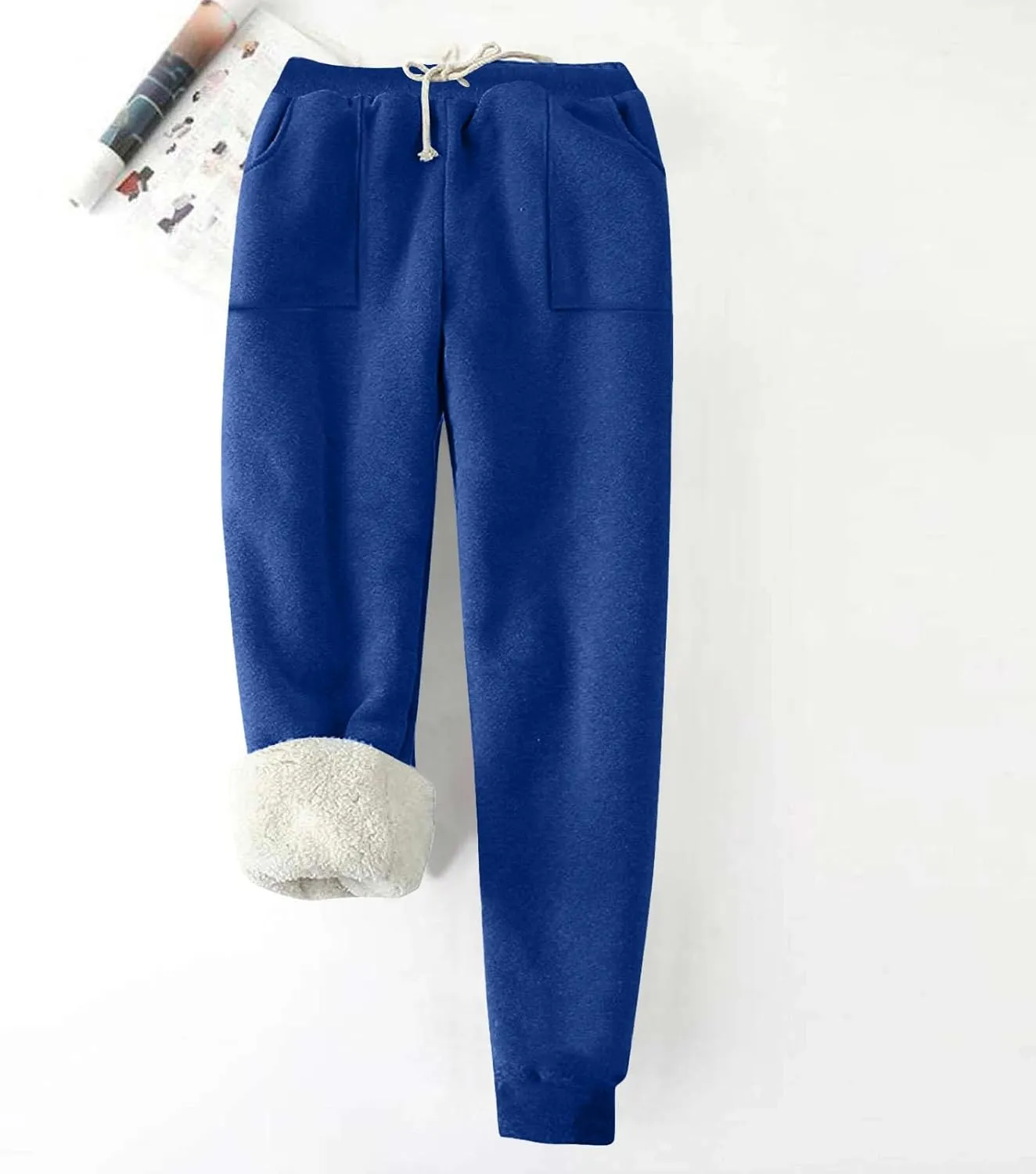 Winter Warm Fleece Sherpa Lined Sweatpants for Women Soild Fleece Joggers Pants Athletic Active Sweatpants