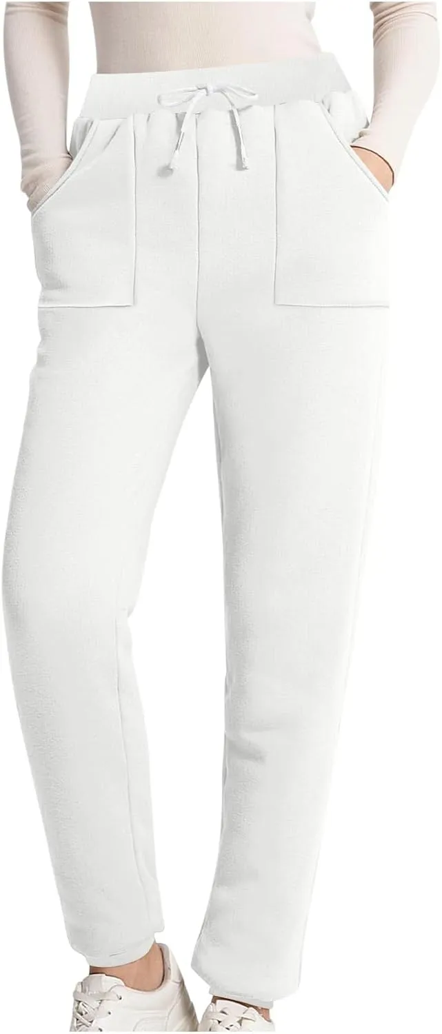 Winter Warm Fleece Sherpa Lined Sweatpants for Women Soild Fleece Joggers Pants Athletic Active Sweatpants