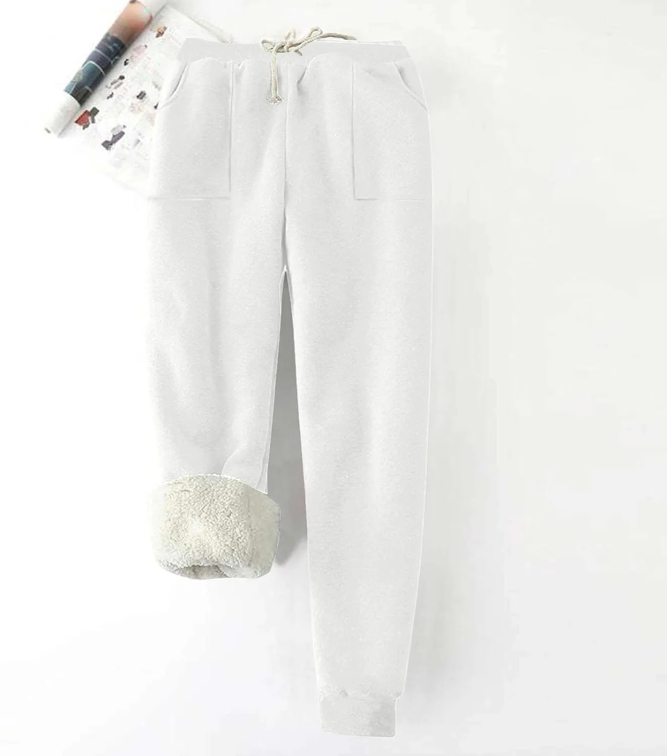 Winter Warm Fleece Sherpa Lined Sweatpants for Women Soild Fleece Joggers Pants Athletic Active Sweatpants