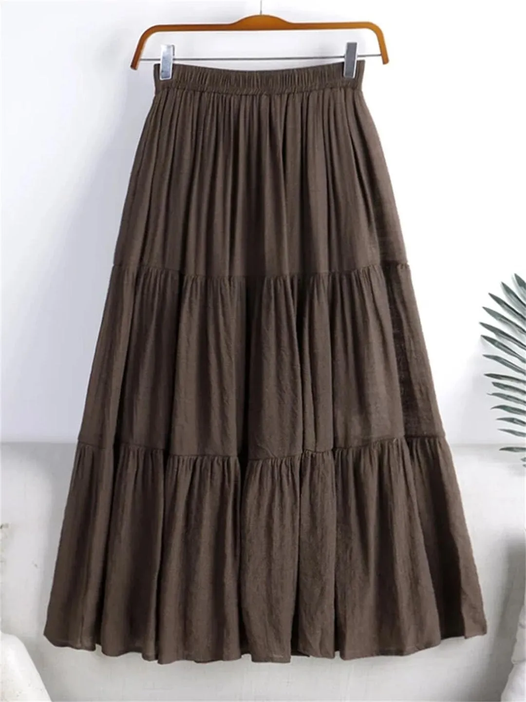 Woman Summer A-Line Maxi Skirt Solid Patchwork Skirts Mini Casual Loose Pleated Skirts