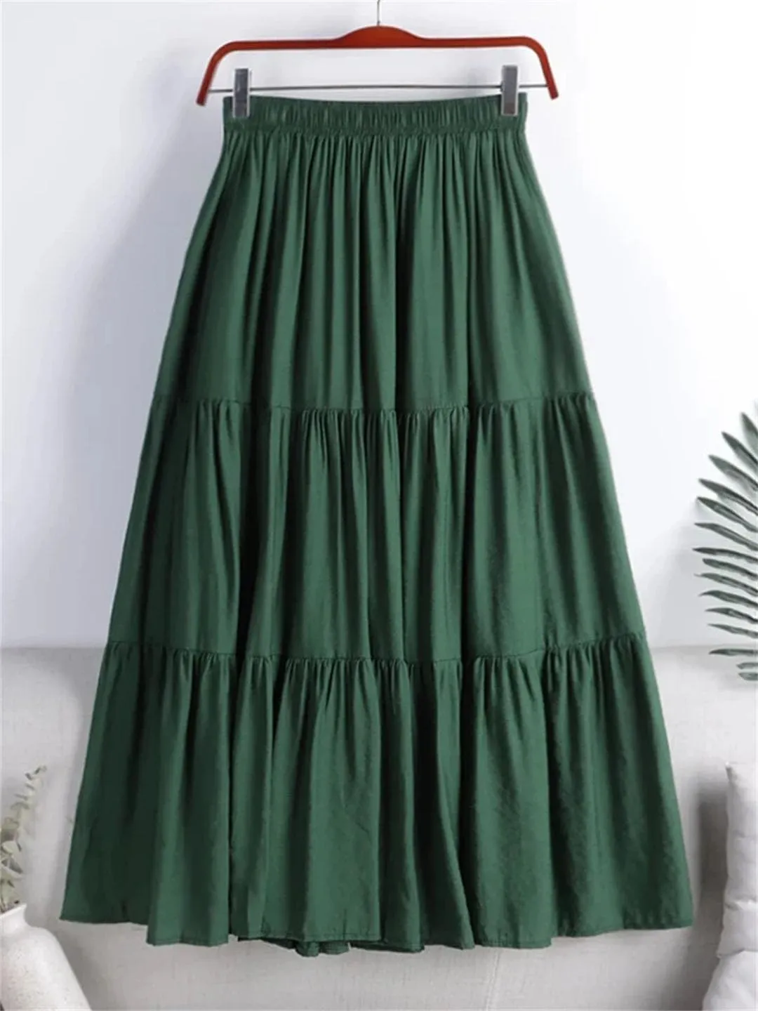 Woman Summer A-Line Maxi Skirt Solid Patchwork Skirts Mini Casual Loose Pleated Skirts