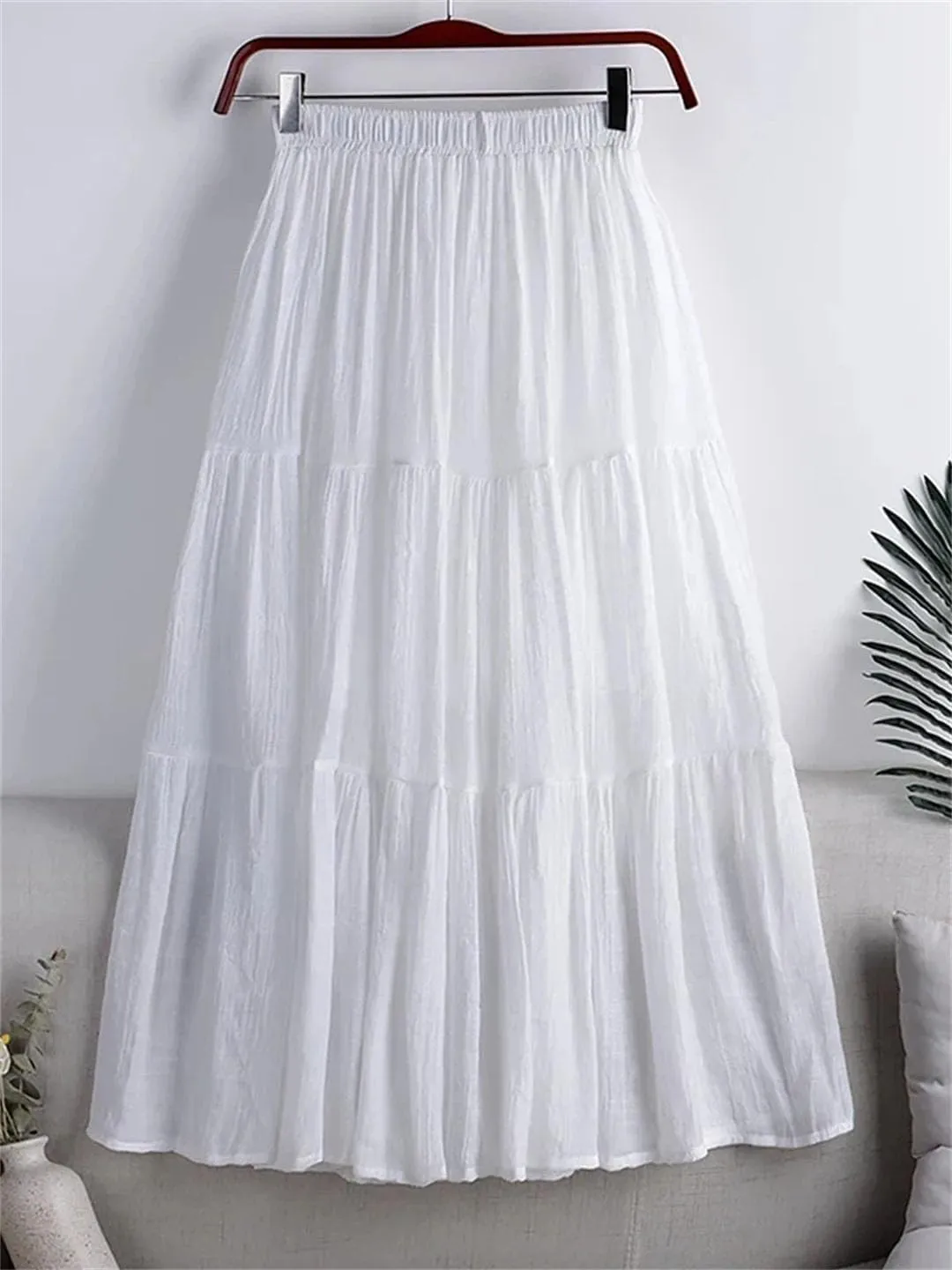Woman Summer A-Line Maxi Skirt Solid Patchwork Skirts Mini Casual Loose Pleated Skirts