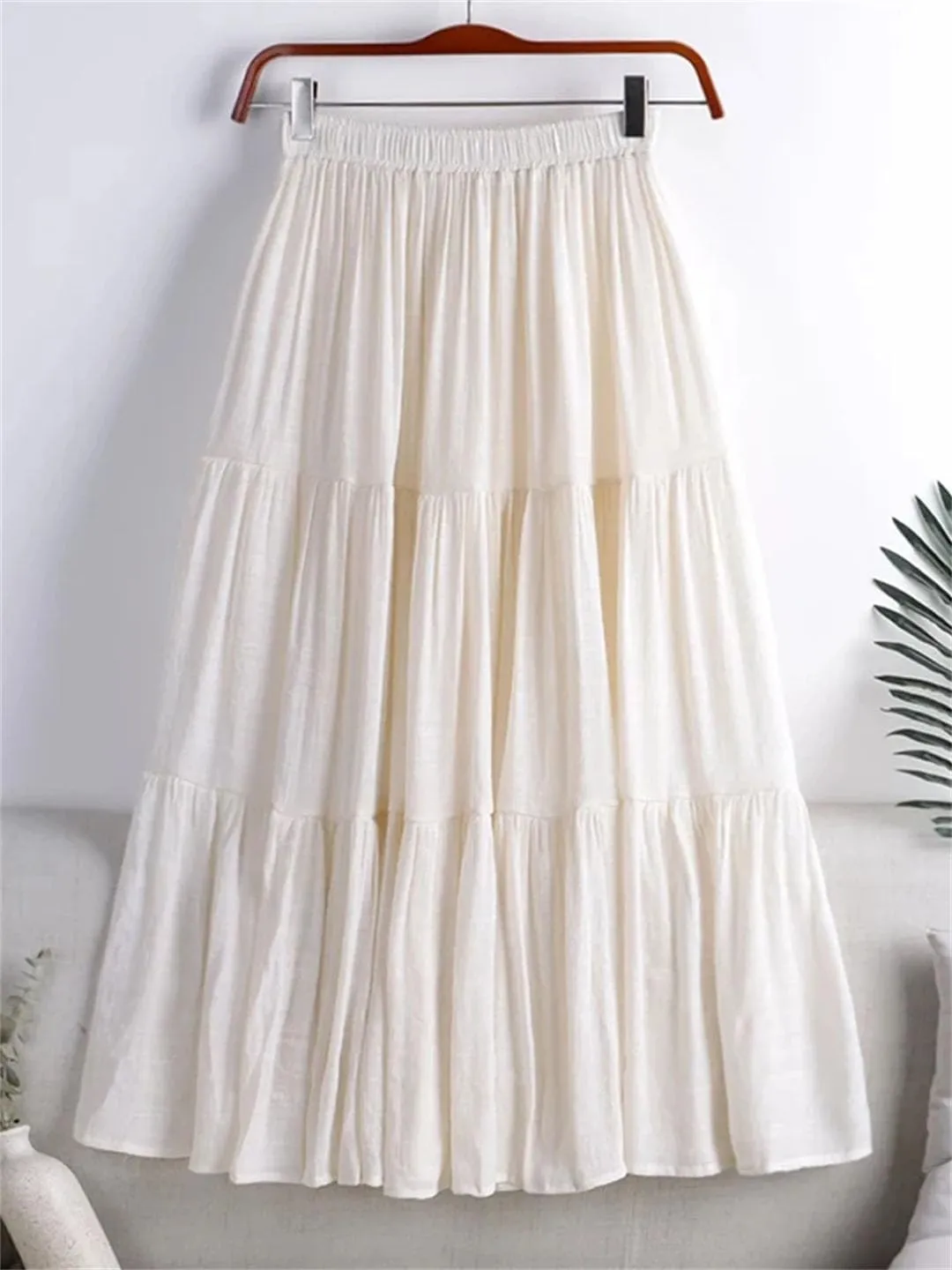 Woman Summer A-Line Maxi Skirt Solid Patchwork Skirts Mini Casual Loose Pleated Skirts