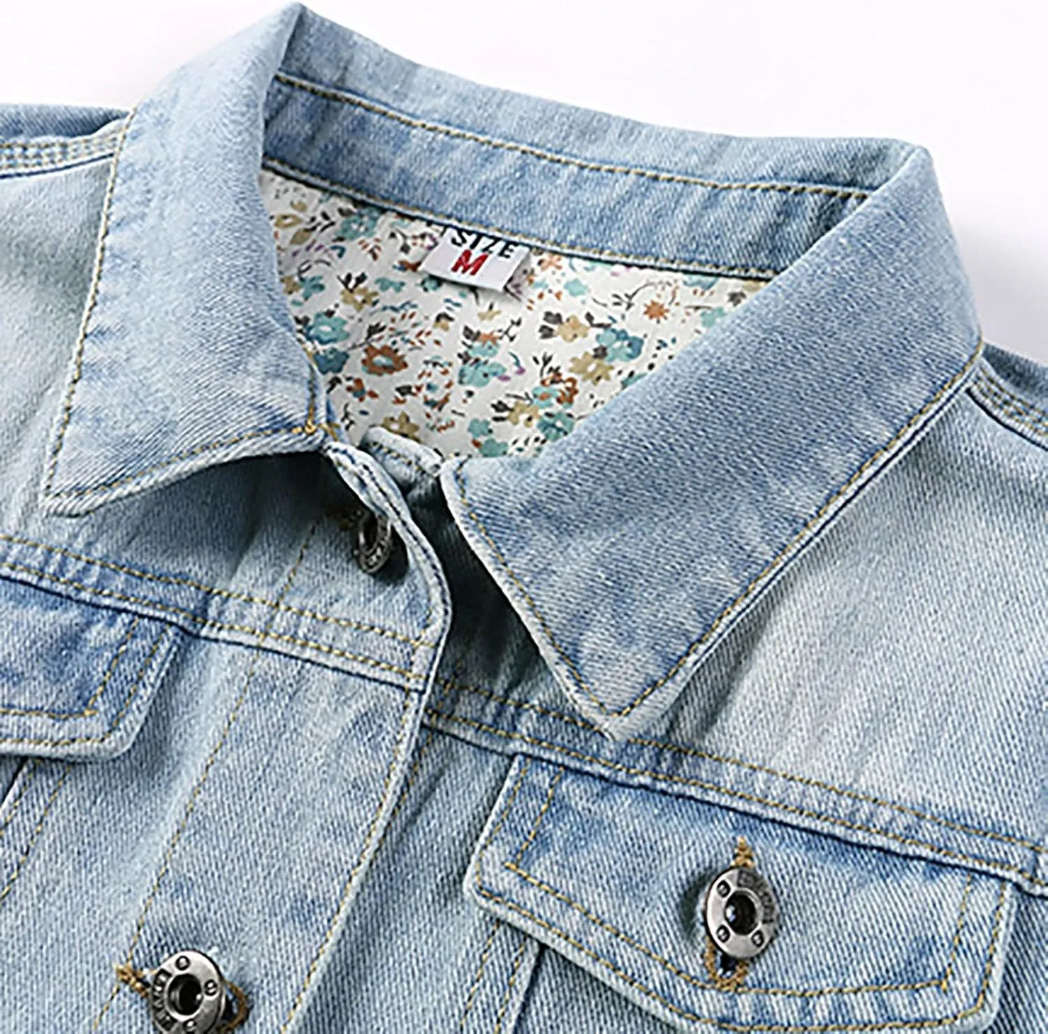 Women Autumn 3/4 Sleeve Retro Short Denim Jackets Light Blue Jean Coats Cropped Trucker Jean Jackets Coats 2024