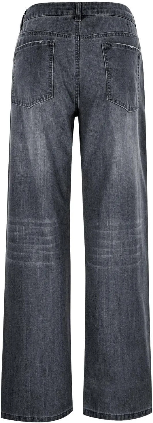 Women Baggy Boyfriend Jeans Pant Mid Rise Bootcut Jean High Waisted Jeans Flare Stretch Boyfriend Casual Denim Pants