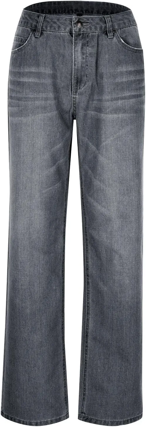 Women Baggy Boyfriend Jeans Pant Mid Rise Bootcut Jean High Waisted Jeans Flare Stretch Boyfriend Casual Denim Pants