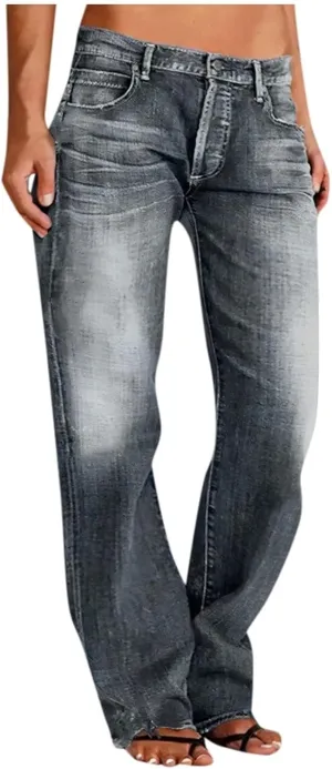 Women Baggy Boyfriend Jeans Pant Mid Rise Bootcut Jean High Waisted Jeans Flare Stretch Boyfriend Casual Denim Pants
