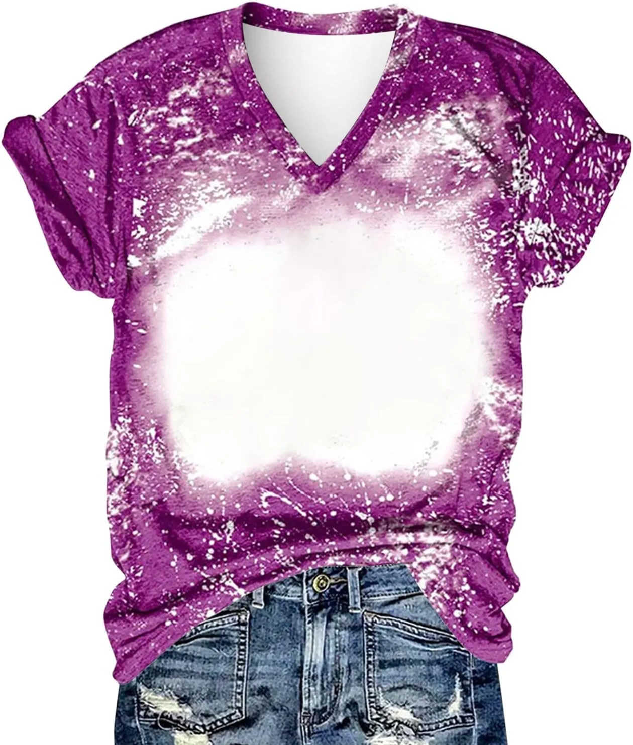 Women Bleach Graphic Tshirt Tee Tie Dye Casual Tunic Top Short Sleeve Vneck Shirts Spring Shirts Stylish Trendy Clothes