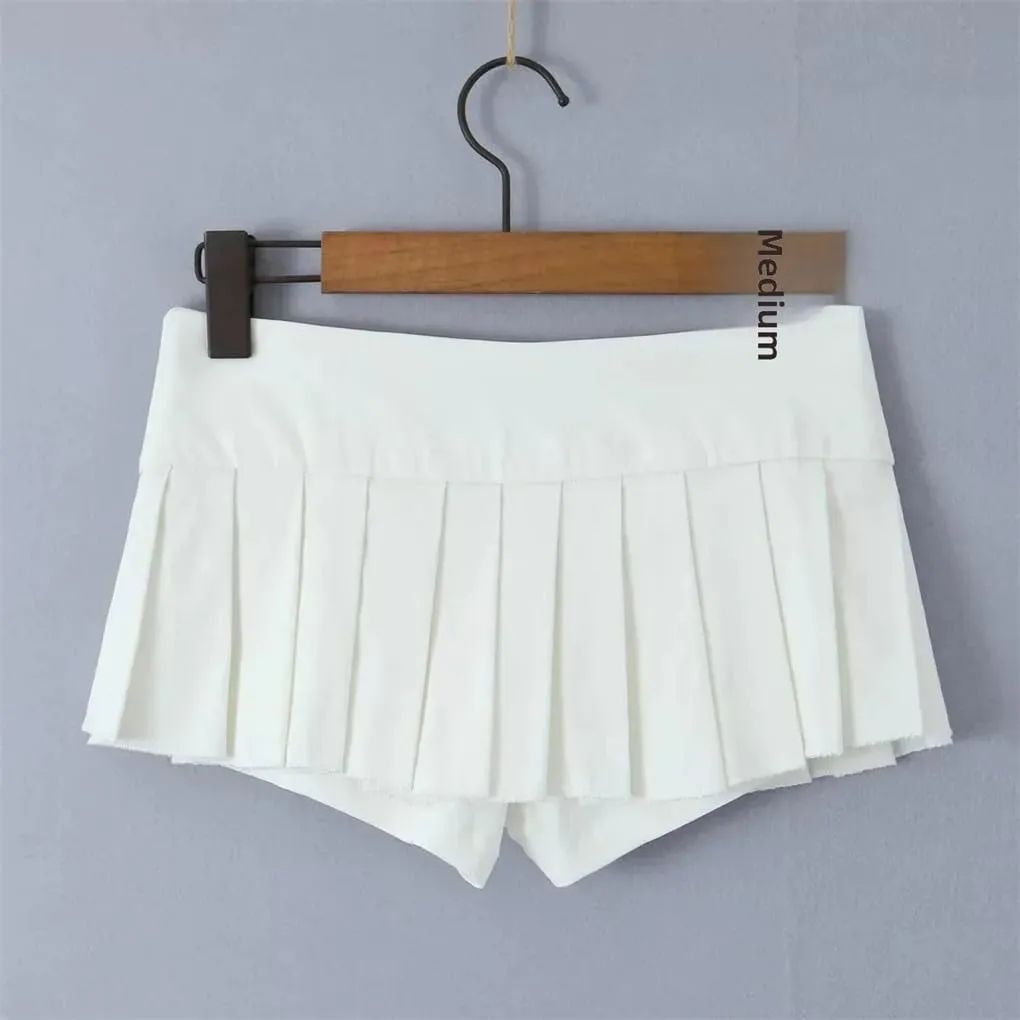 Women Buttons Pleated Skirt Office Casual A-Line Mini Skirts