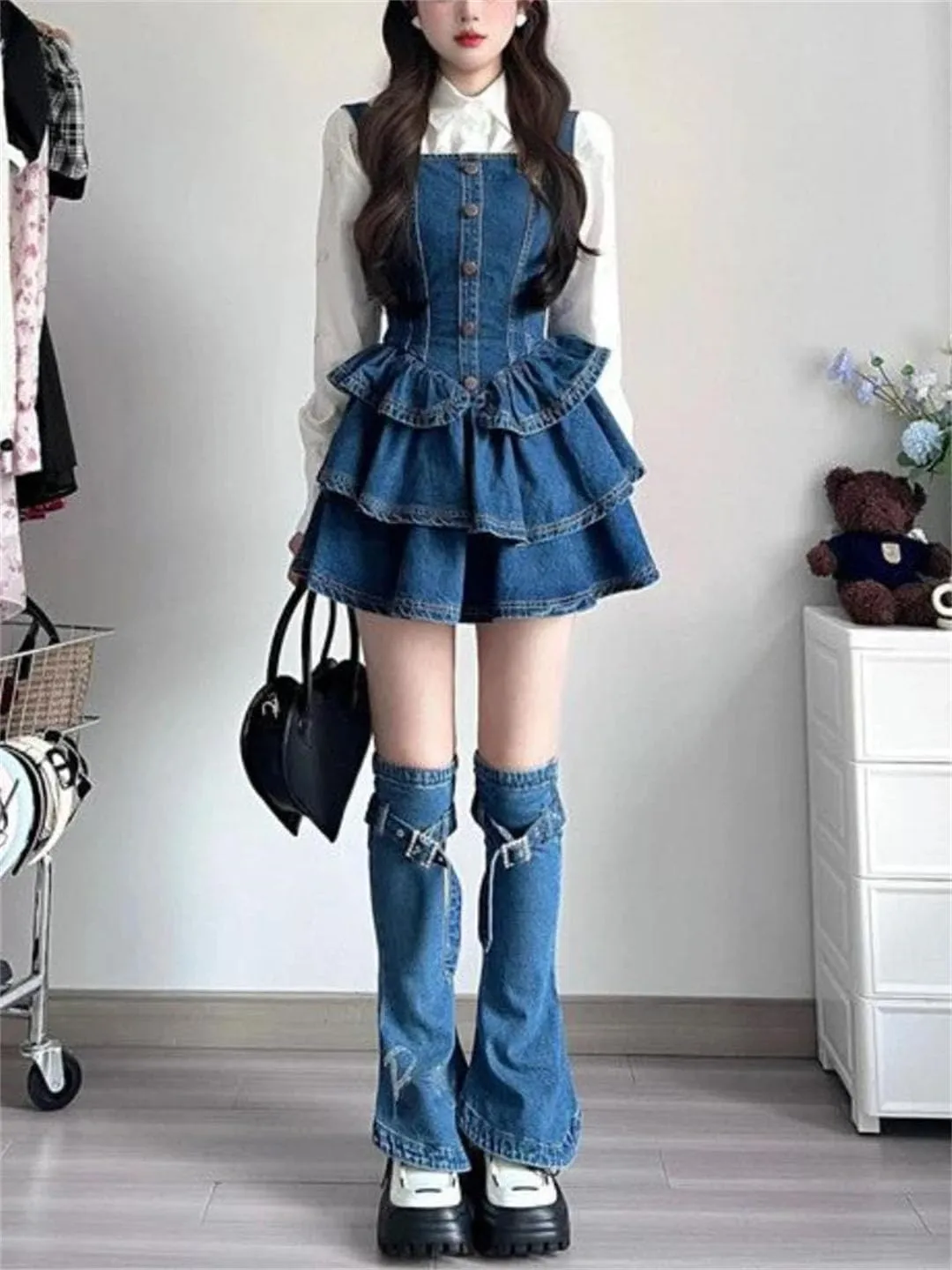 Women Camisole Jean Dress Sleeveless Denim Slim Vintage Mini Dress