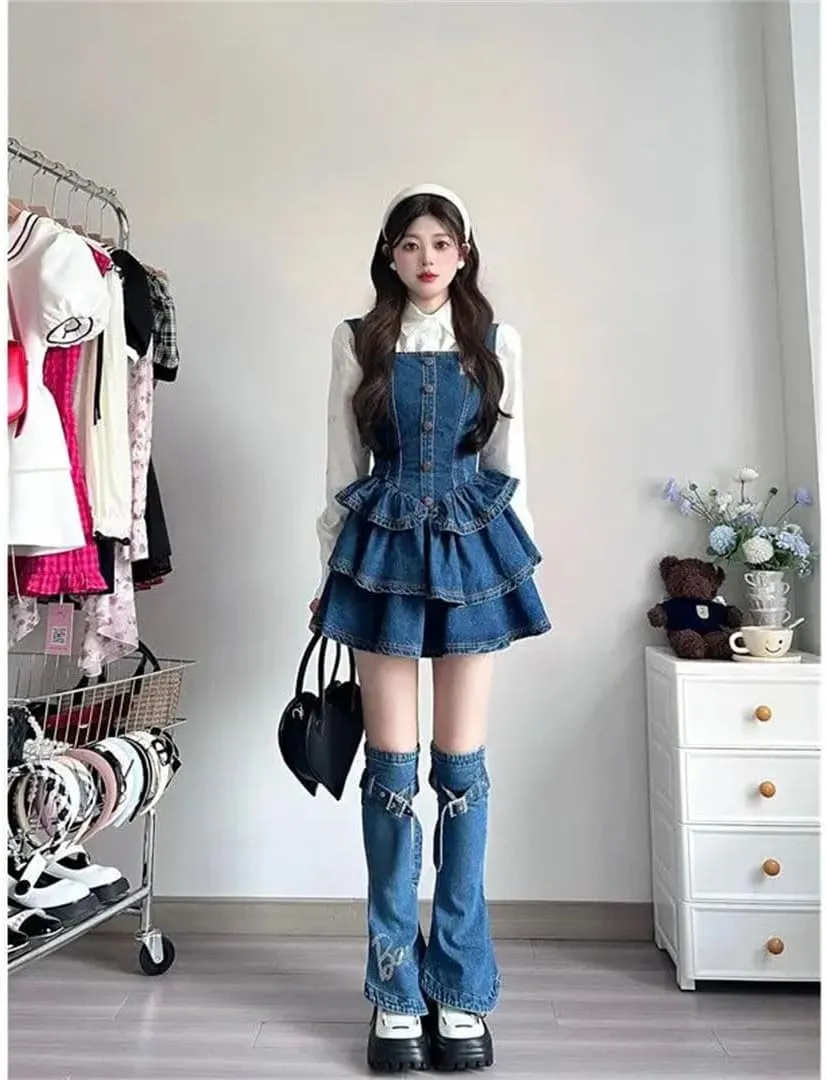 Women Camisole Jean Dress Sleeveless Denim Slim Vintage Mini Dress