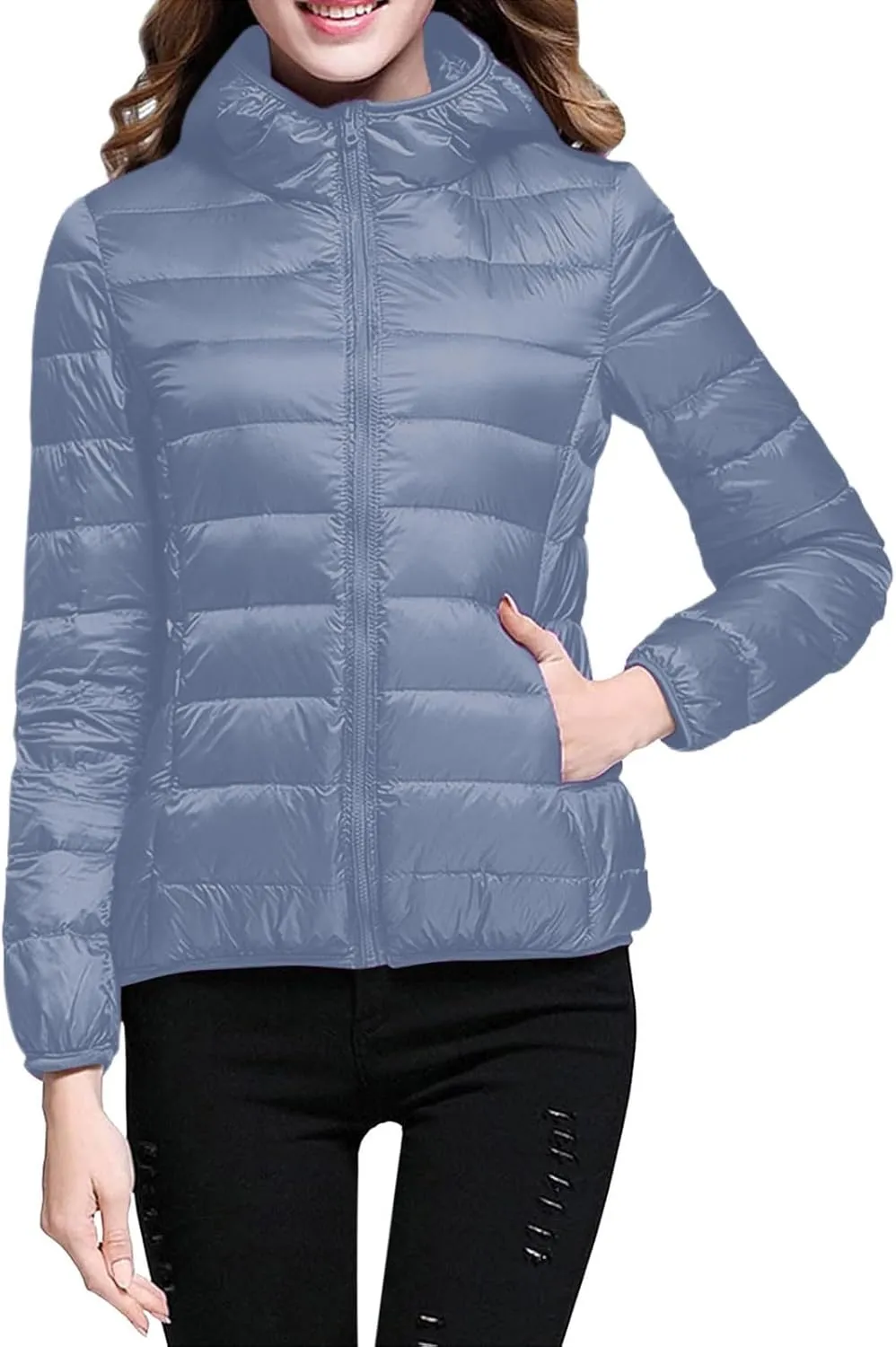 Women Coats Winter Packable Puffer Jacket Down Puffy Coat Hooded Zip Lightweight Warm Bubble Jackets Short 2024 Fall