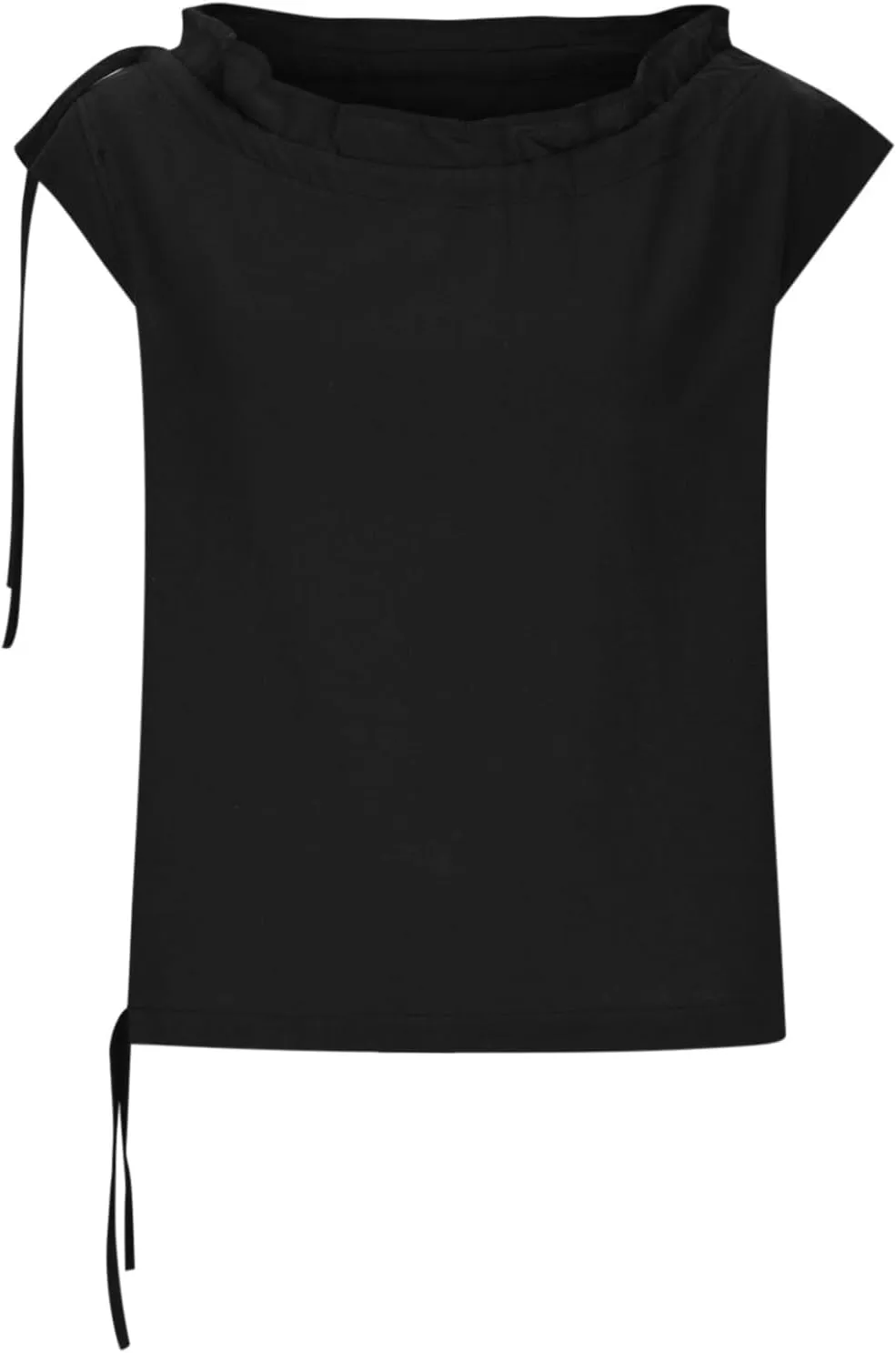 Women Cotton Linen Shirt Ruffle Crew Neck Sleeveless Tank Tops Summer Dressy Casual Loose Fit Blouse Trendy Solid Tee
