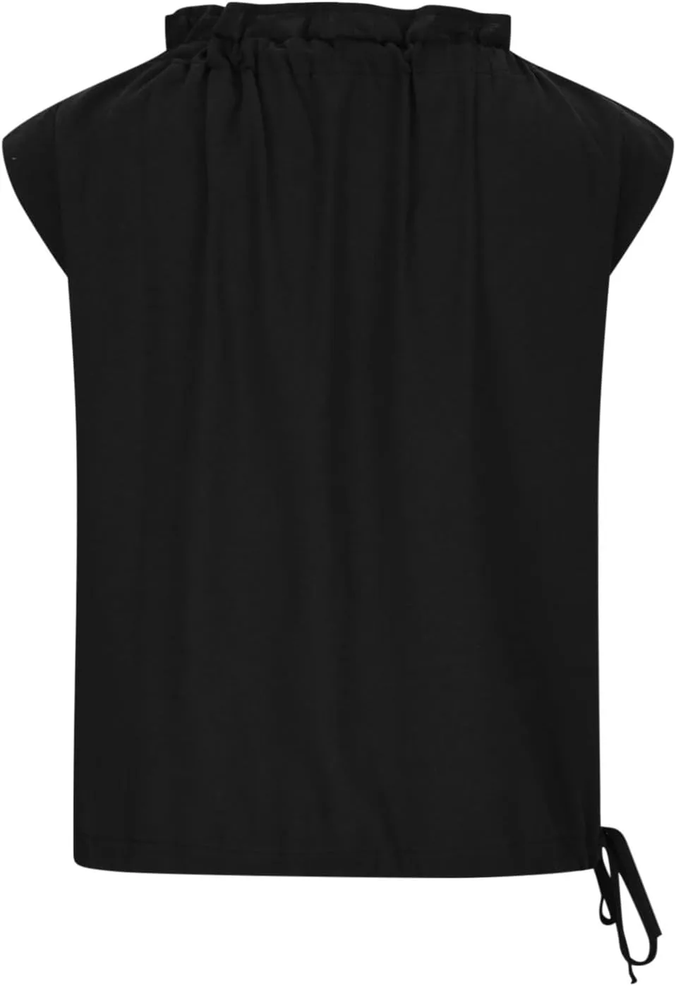 Women Cotton Linen Shirt Ruffle Crew Neck Sleeveless Tank Tops Summer Dressy Casual Loose Fit Blouse Trendy Solid Tee