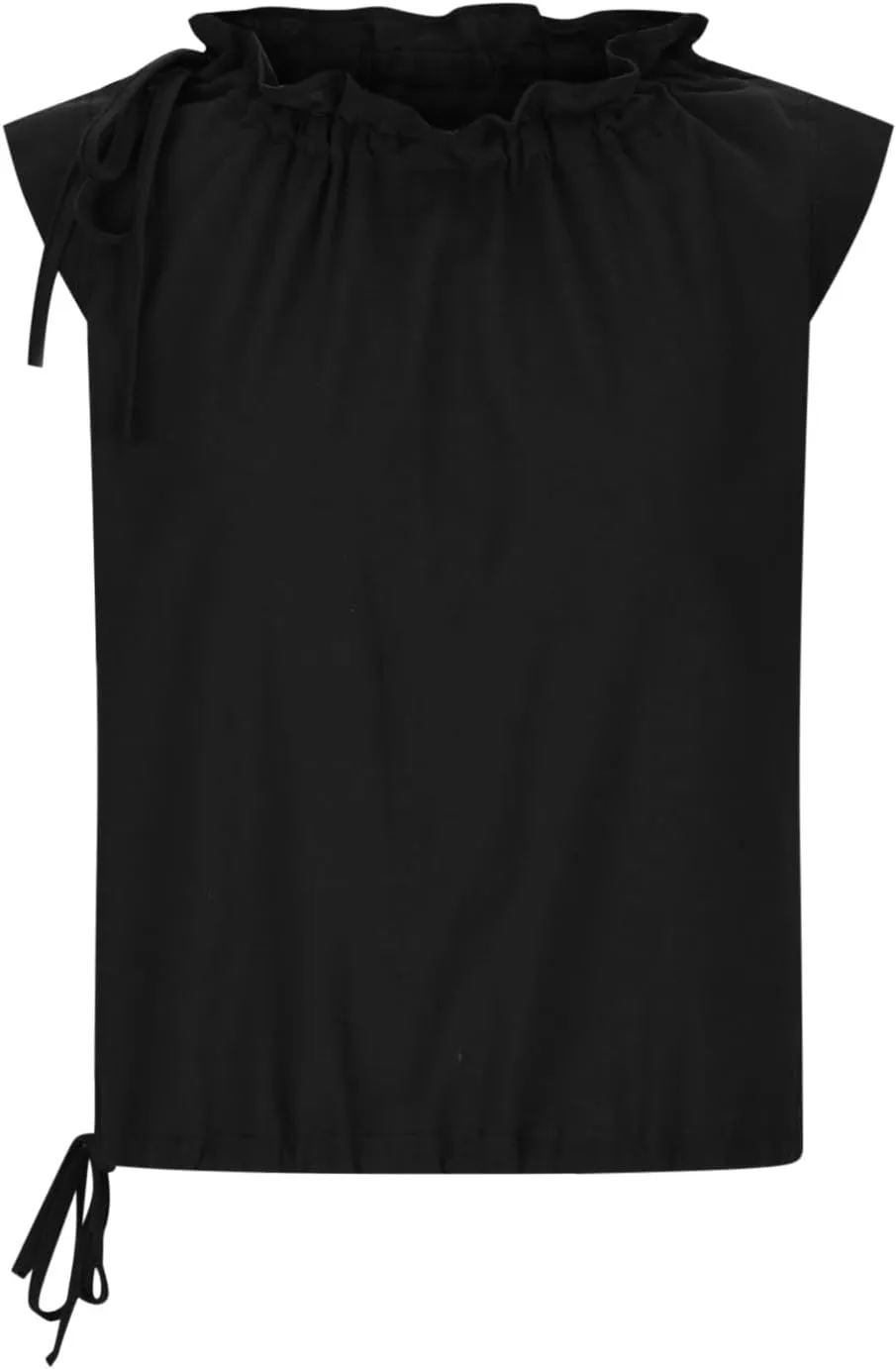Women Cotton Linen Shirt Ruffle Crew Neck Sleeveless Tank Tops Summer Dressy Casual Loose Fit Blouse Trendy Solid Tee