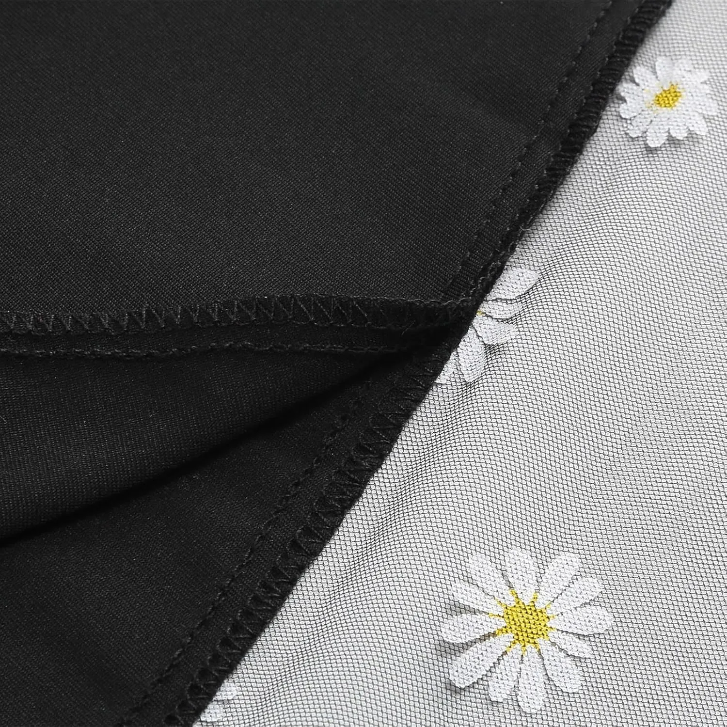 Women Daisy Embroidered Tulle Skirts Floral Mesh Casual Elastic High Waist Long Skirts Flower Swing A Line Skirt