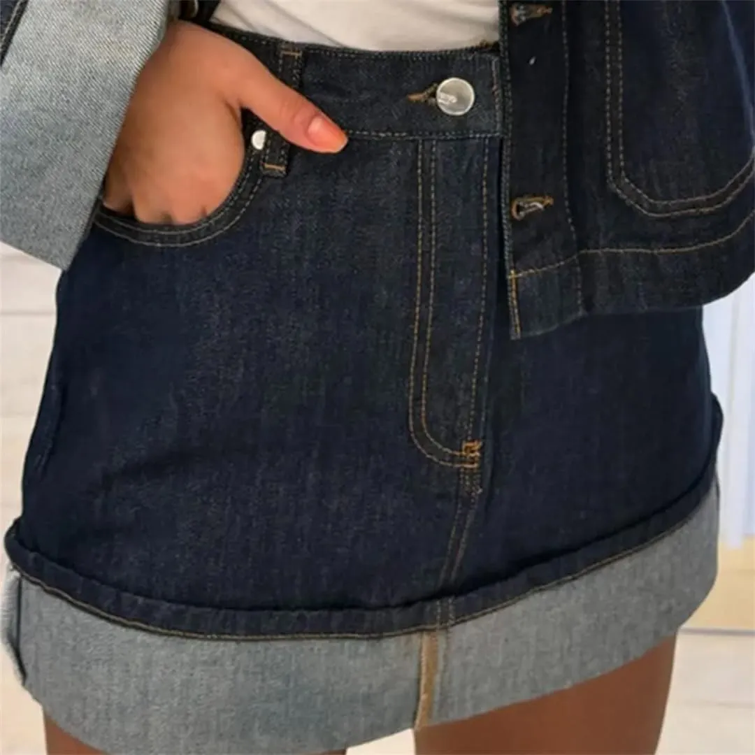 Women Denim Mini Skirt Casual High Waist Elegance Skirts
