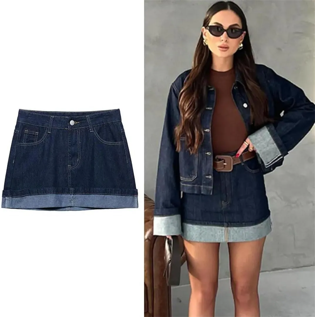 Women Denim Mini Skirt Casual High Waist Elegance Skirts