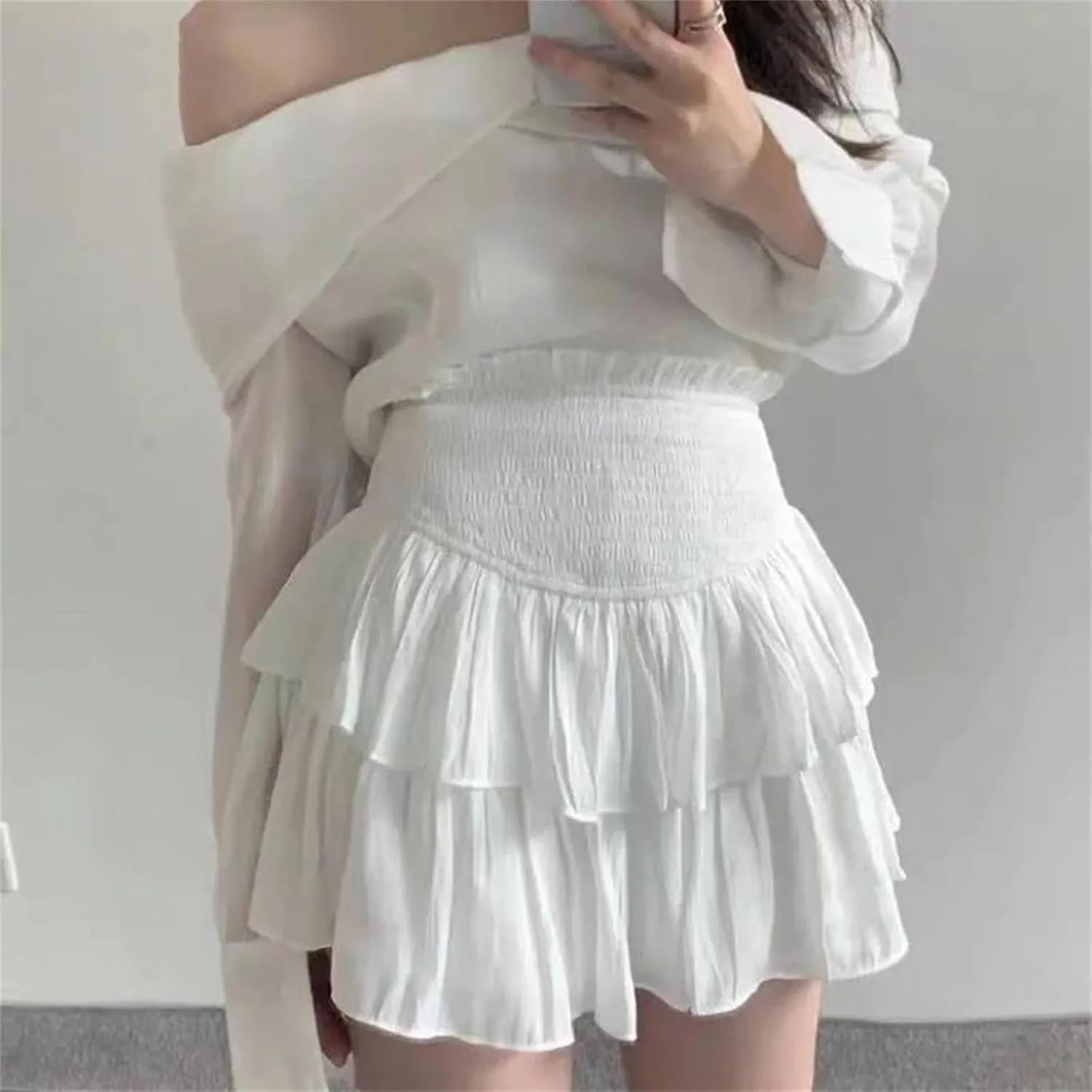 Women Fashion Pleated Mini Skirt Summer Harajuku Loose A-Line Skirts Holiday Party Skirts