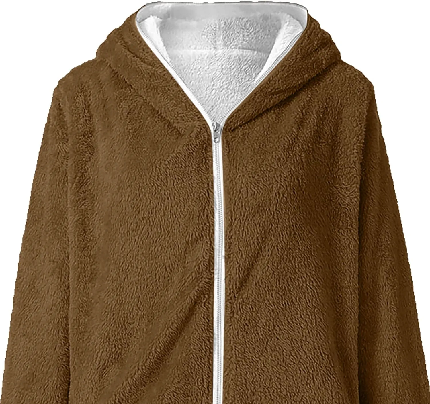 Women Girls Winter Sherpa Hooded Jackets Zip up Hoodie Quilted Lightweight Wool Blend Fleece Trench Coats Outerwear
