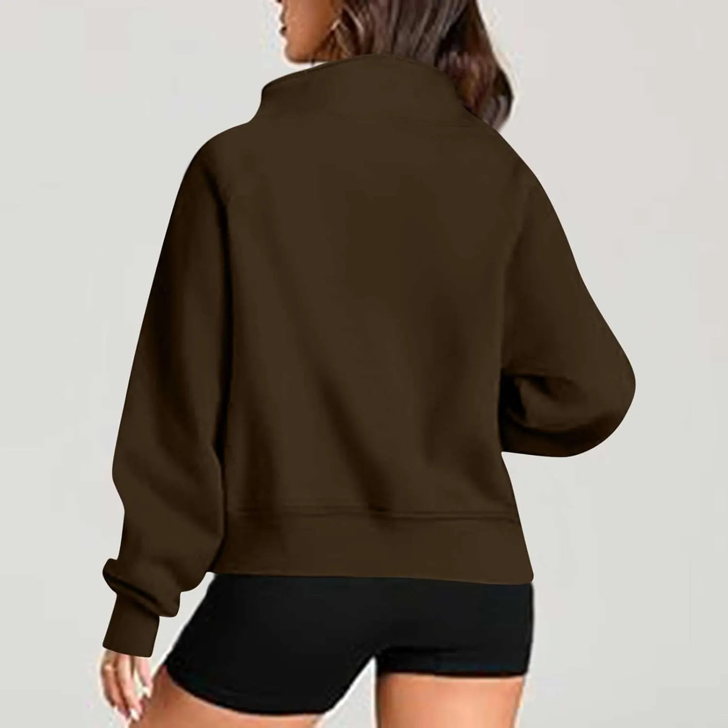 Women Half Zip Up Sweatshirts Trendy Long Sleeve Plain Pullover Fall Casual Oversized Tops Winter Comfort Clothes