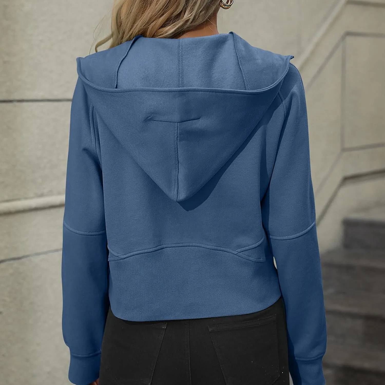 Women Hoodies Fleece Sweatshirt Cropped Hoodies Quarter Zip Up Drawstring Hoodies Tops Winter Clothes