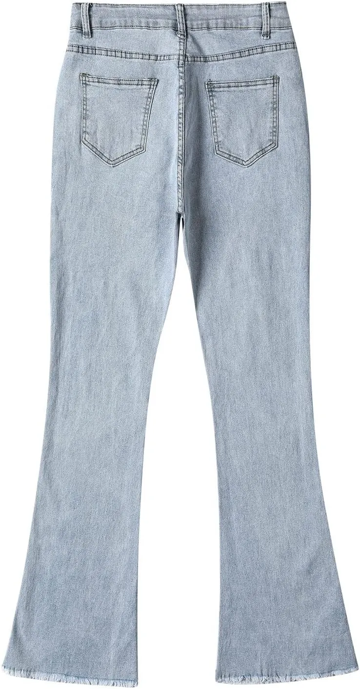 Women Juniors Mid Waist Skinny Fit Bootcut Pants Stretch Comfort Denim Flare Jeans Bell Bottom Jegging Jeans