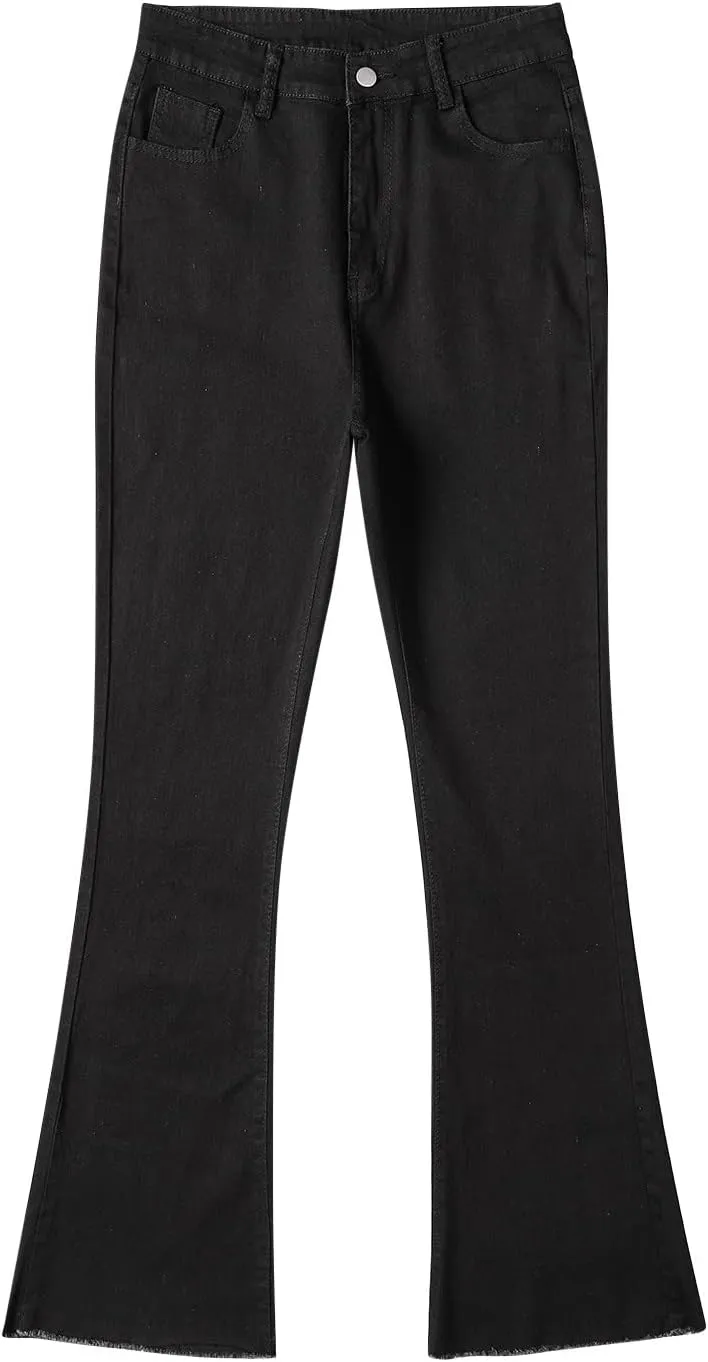 Women Juniors Mid Waist Skinny Fit Bootcut Pants Stretch Comfort Denim Flare Jeans Bell Bottom Jegging Jeans
