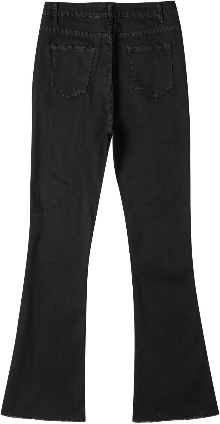 Women Juniors Mid Waist Skinny Fit Bootcut Pants Stretch Comfort Denim Flare Jeans Bell Bottom Jegging Jeans